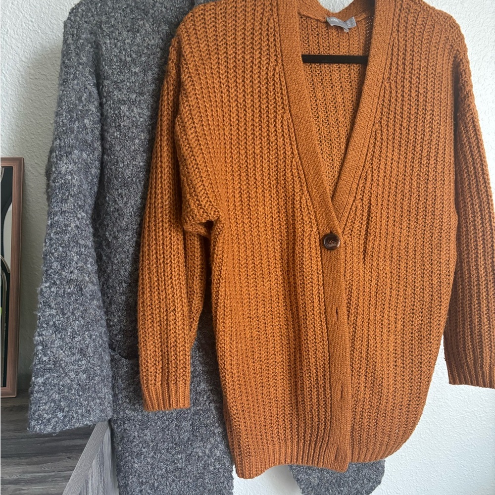 ASOS Rust Knit Cardigan and Matty M Grey Cardigan Duo